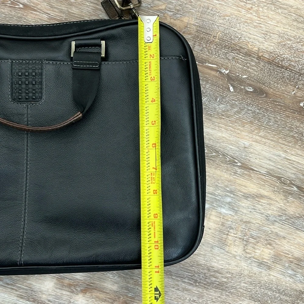 Black Leather Bag Briefcase Boconi Nashville Messenger Office Collage School